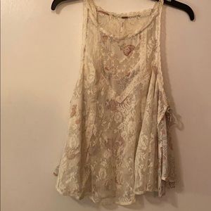 White and floral Free People Blouse